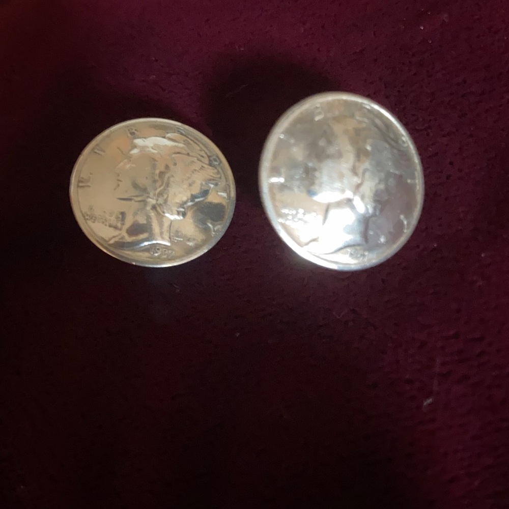 vintage Silver Mercury Dime Clip-On Earring with Coin Detail